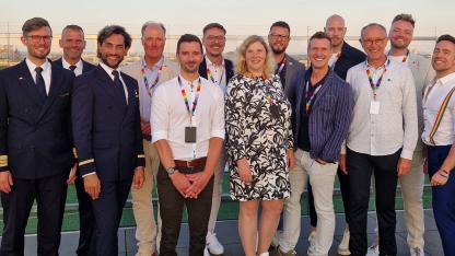 Gruppenbild auf dem Dach der Lufthansa-Zentrale